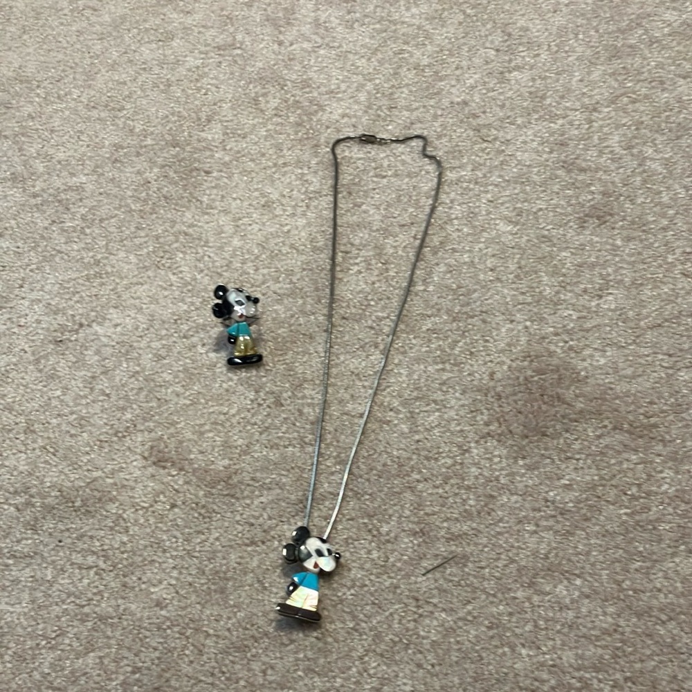 Collectible Mickey Mouse necklace and ring